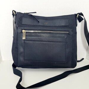 Tutilo Black Nylon Medium Crossbody Bag Goldtone Hardware MULTIPLE Compartments